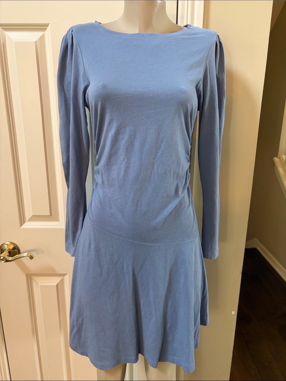 NWT Anthropologie Daily Practice Dusty Blue Fit & Flare Dress, small